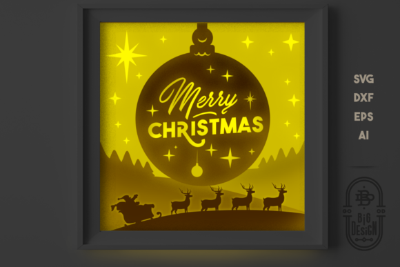 3D Christmas Giant Snowglobe Shadow Box: Festive SVG for Branding & Packaging