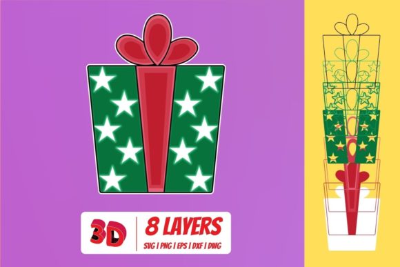 3D Christmas Gift SVG for Festive Digital Products