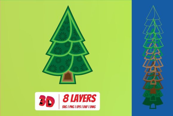 3D Christmas Tree SVG Cut File for Festive Digital Products