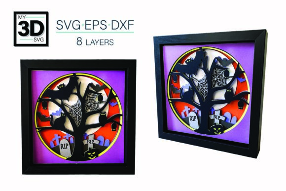 3D Halloween Graveyard SVG for Shadow Box Branding and Seasonal Packaging
