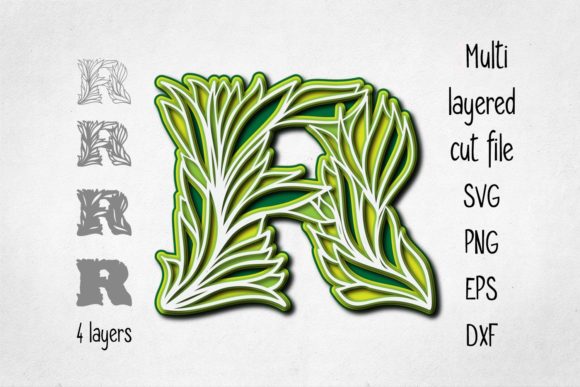 3D Layered Alphabet Letter R SVG for Shadow Box Crafts & Handmade Business Design