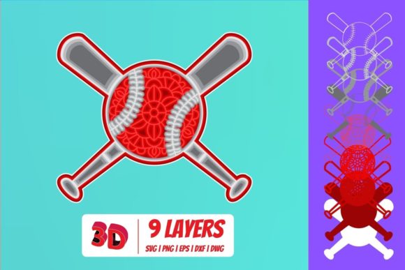 3D Layered Baseball 2 SVG Cut File for Modern Branding and Marketing