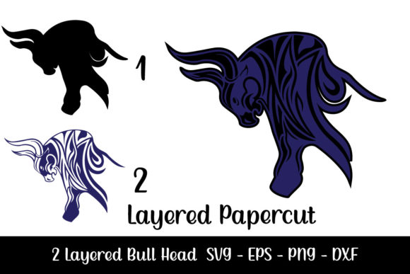 3D Layered Bull SVG Graphics for Crafts & Creative Design Projects