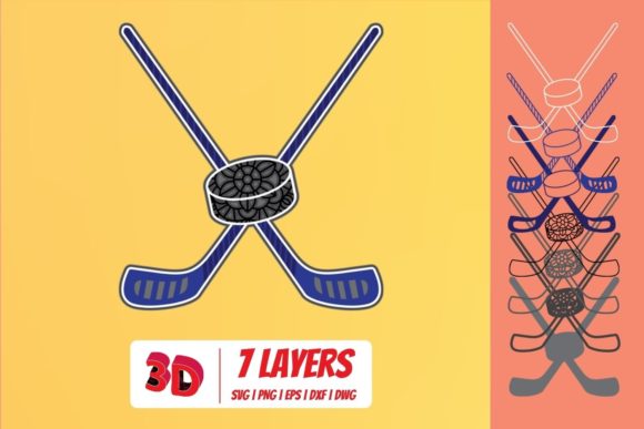 3D Layered Hockey 1 SVG Cut File: A Dynamic Shape for Bold Branding