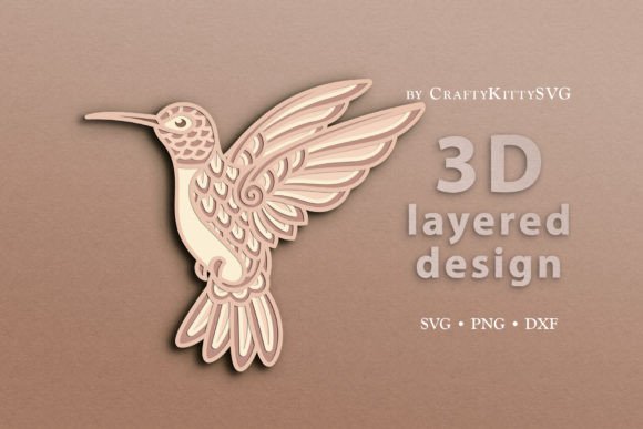 3D Layered Hummingbird SVG Cut File for Laser Cutting & Wall Decor