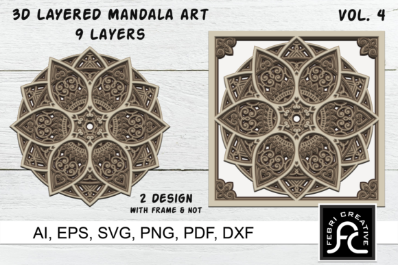 3D Layered Mandala Art 4 - SVG for Laser Cutting & Wall Decor
