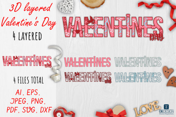 3D Layered Valentine's Day Graphics for Crafts & Marketing