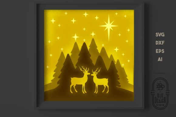 3D Winter Scene with Reindeers SVG Brings Christmas Cheer to Local Branding
