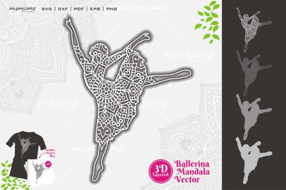 Ballerina Mandala SVG 3D Layered 1 for Shadow Boxes & Creative Product Lines