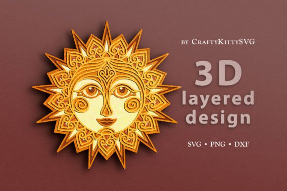 Boho Sun 3D Layered SVG Cut File for Laser-Cut Wall Decor & Branding