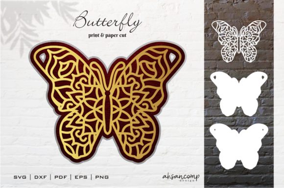 Butterfly Vector Mandala SVG 3D Layered for Laser Cutting Wall Decor Projects