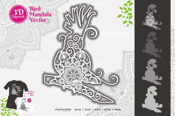 Cockatoo Mandala 2 3D Layered: A 3D SVG Shadow Box for Modern Branding