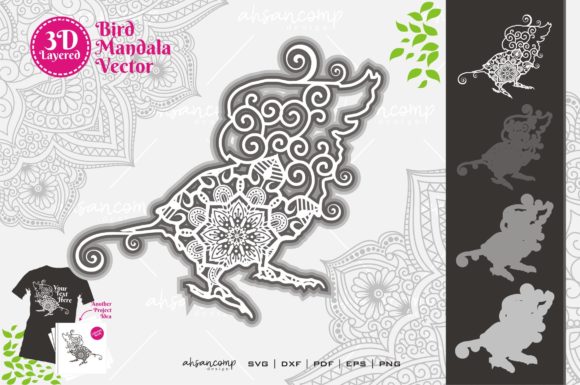 Cockatoo Mandala 3 3D Layered: A Fresh 3D SVG for Shadow Box Branding