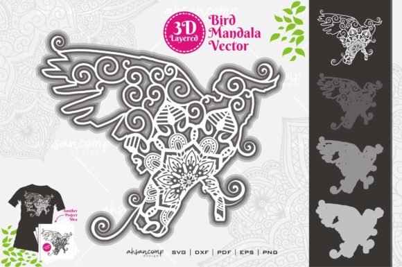 Cockatoo Mandala 8 SVG 3D Layered: A Versatile 3D SVG for Local Business Branding and Shadow Box Packaging