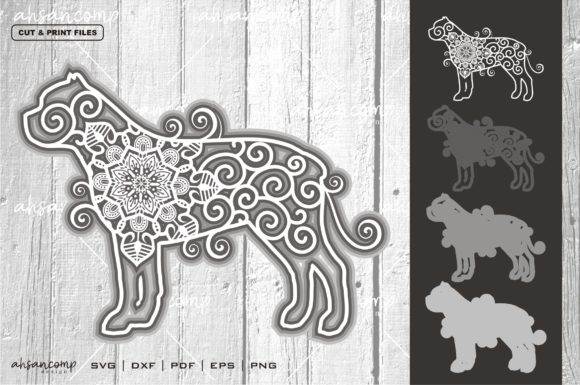 Dog Mandala Vector 2 SVG 3D Layered for Shadow Box Design Lovers