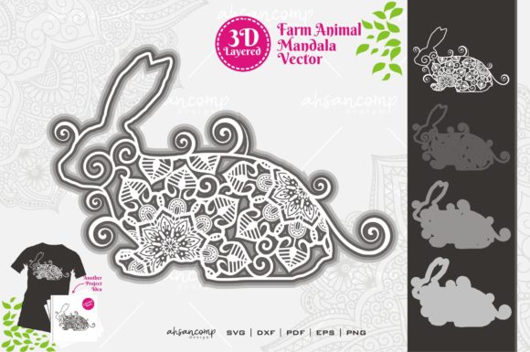 Farm Animal Mandala SVG 3D Layered 6 for Shadow Boxes & Craft Projects