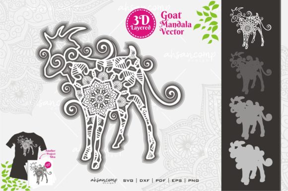 Goat Mandala 3D SVG for Shadow Box Branding