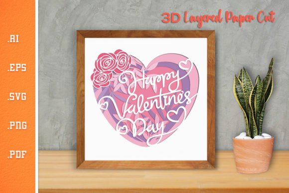 Happy Valentines Day 3D Layered SVG for Crafts & Graphics