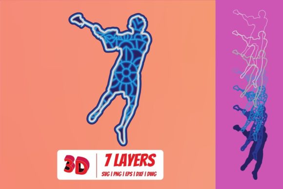 Lacrosse Player 3D SVG Cut File for Editorial and Web Design Use