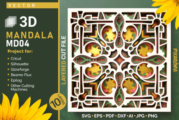 Mandala MD04 3D Layered SVG Cut File for Crafts & Graphics