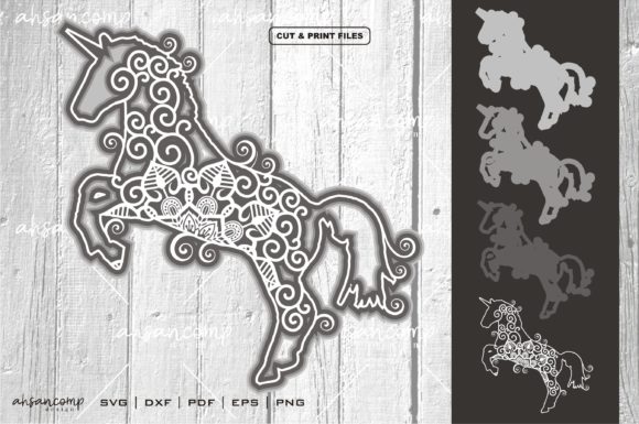 Unicorn Mandala Vector 3D Layered 8: A 3D SVG for Expressive Shadow Box Designs