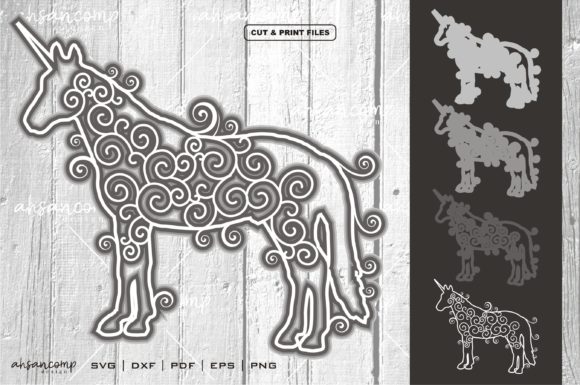Unicorn Mandala Vector 3D Layered 9: A 3D SVG Shadow Box for Editorial & Blog Design